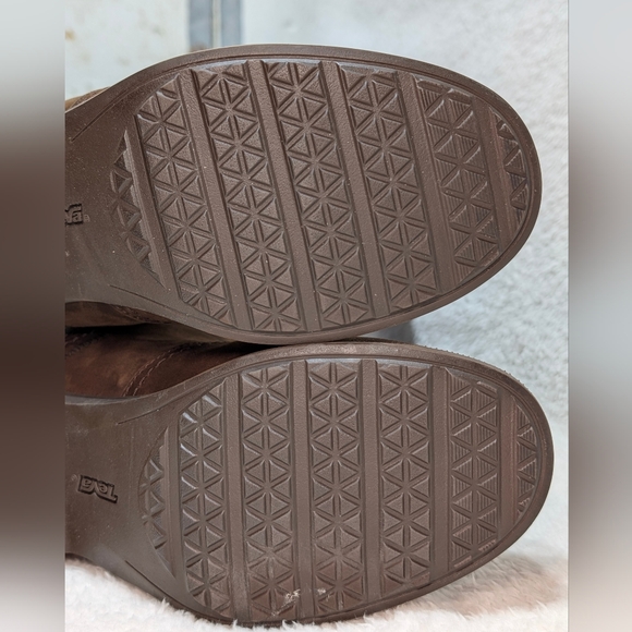 Teva Anaya Women's Sz 7 Waterproof Brown Leather Suede Tall Boots Block Heel - Picture 12 of 12